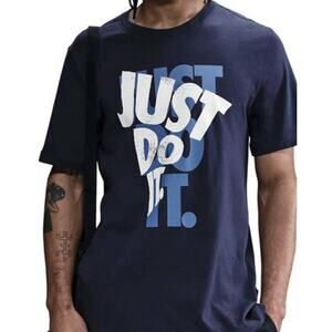 Med Tall M Men's NIKE Navy Blue Just Do It Short Sleeve T-Shirt NWT $30 New